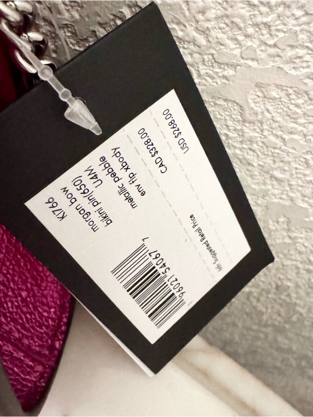 Kate Spade Morgan Bow Metallic fuchsia Envelope Flap Crossbody and dust bag NWT - Picture 3 of 12